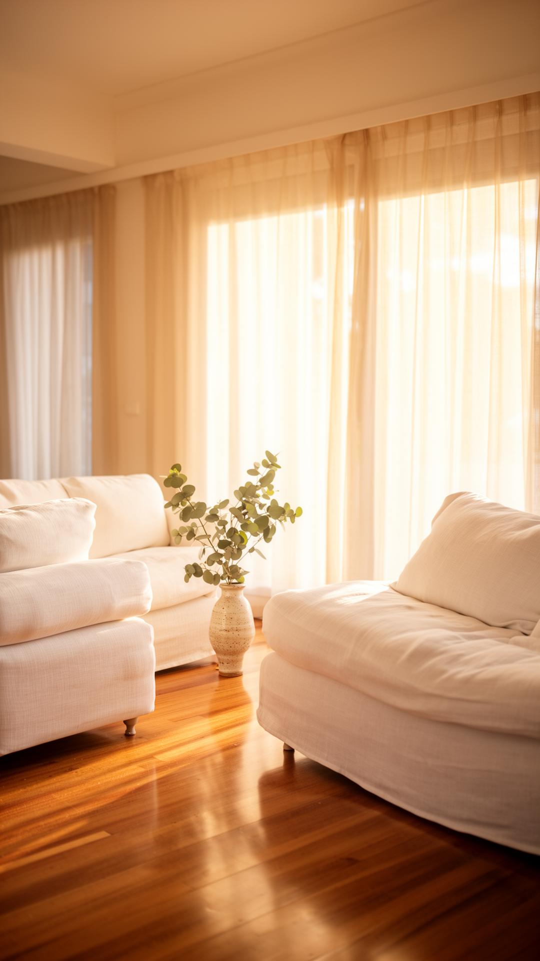 A sunlit Australian living room freshly cleaned by Charm Cleaning